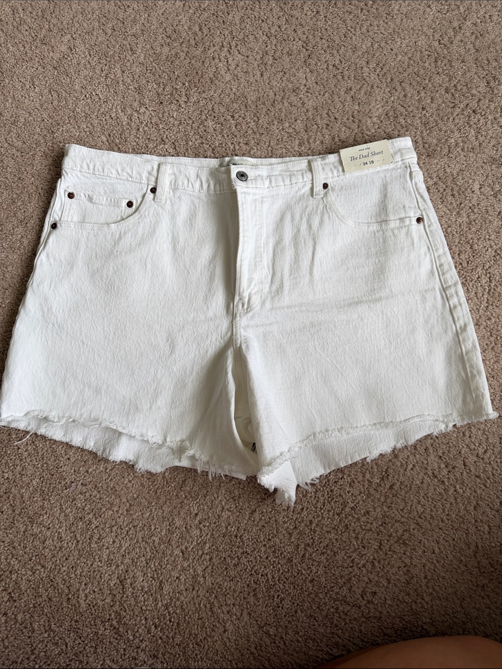 Abercrombie & Fitch Dad White Denim High-Rise Cutoff Short
